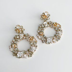 J. Crew Colorful Floral Hoop Earrings (Crystal)